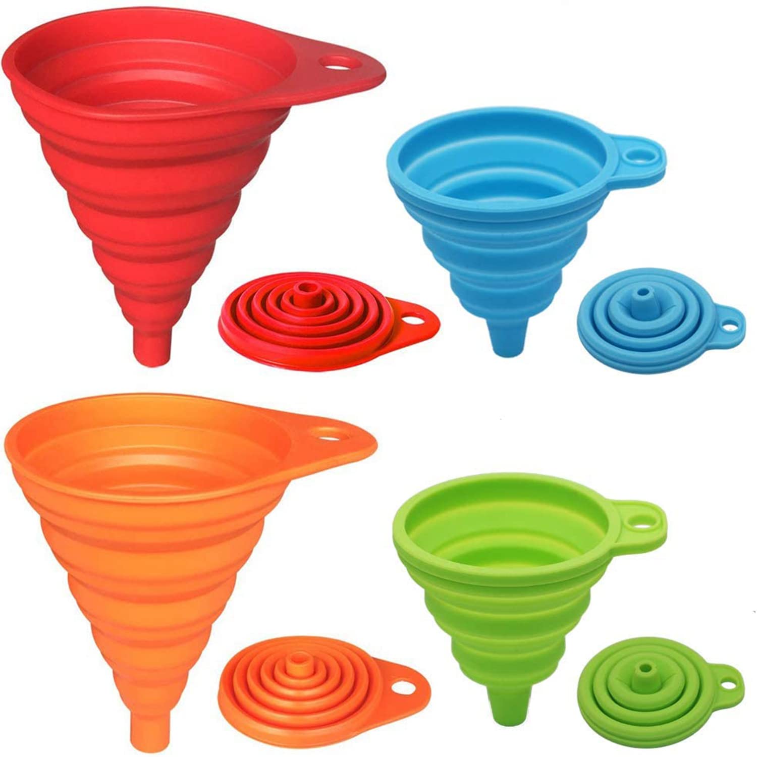 Kitchen Gadgets Images - 4-Pack Collapsible Silicone Funnels, Small &