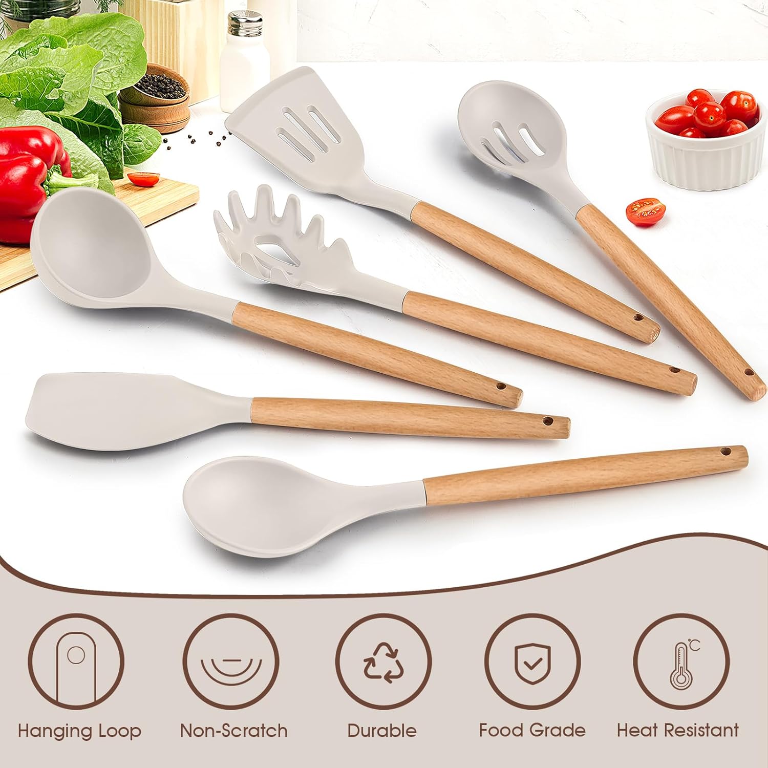 6-Piece Silicone Kitchen Utens - Silicone Spatula Set avis et prix