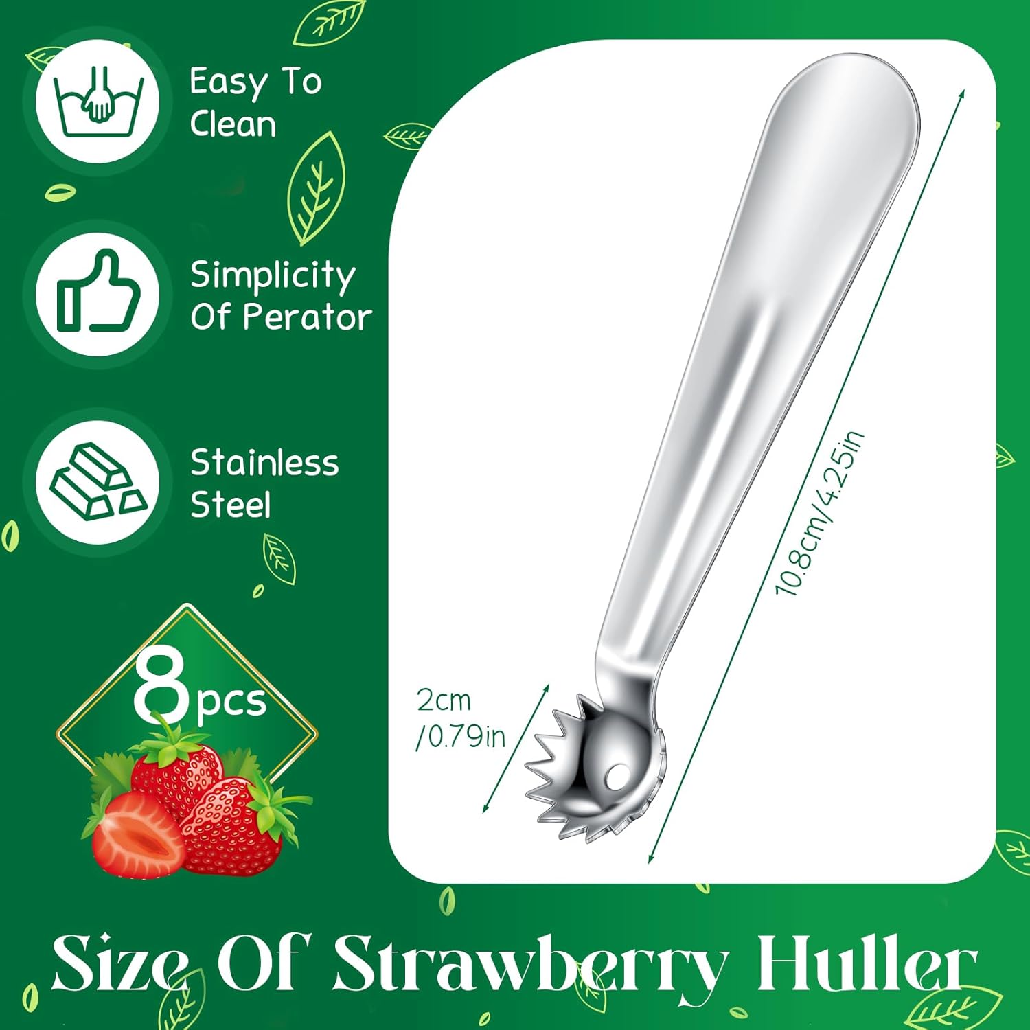 8 Pcs Stainless Steel Strawber - Kitchen Gadgets Images avis et prix