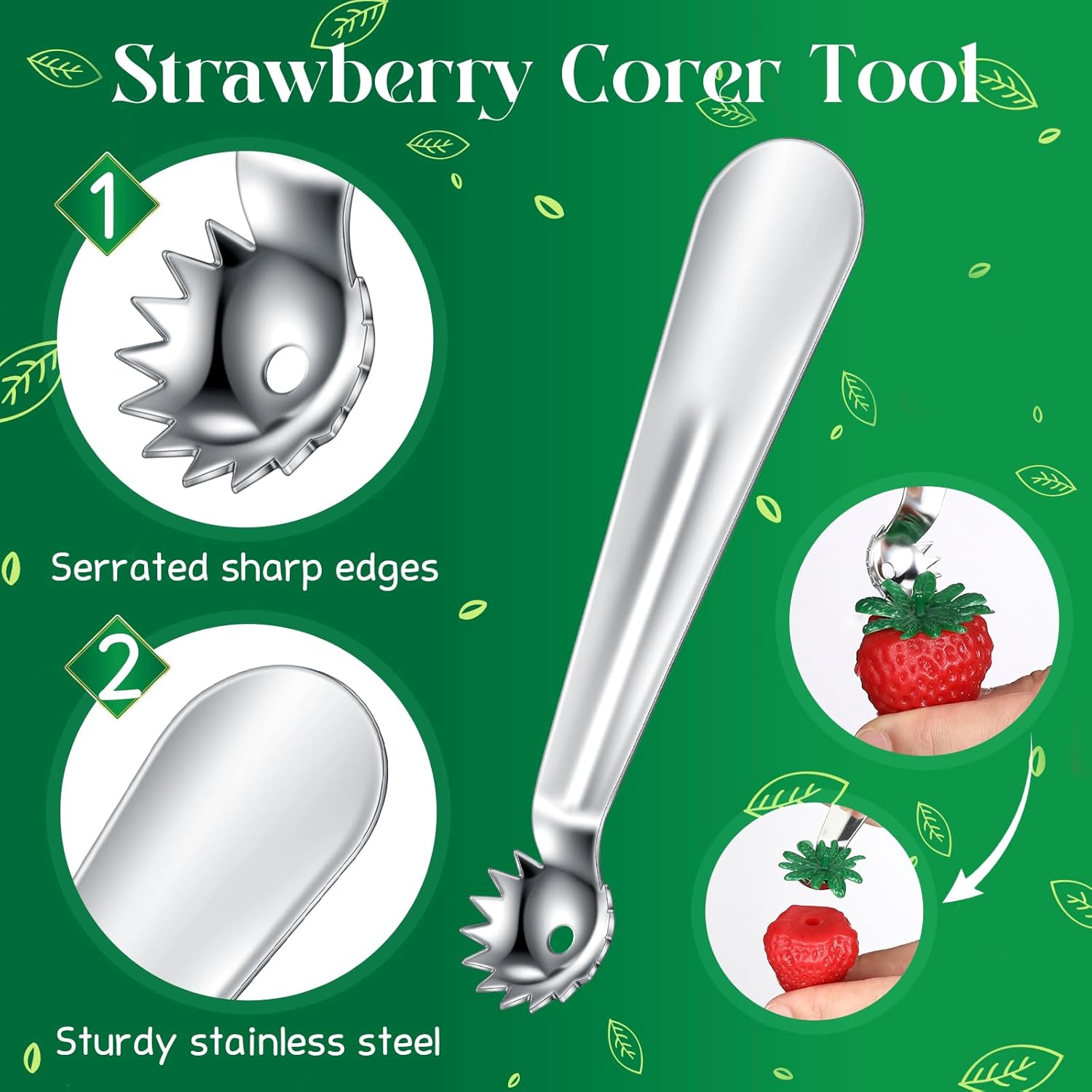 8 Pcs Stainless Steel Strawber - Kitchen Gadgets Images avis et prix