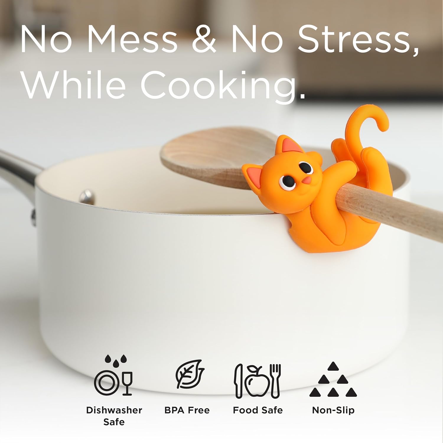 Orange Cat Silicone Spoon Rest - Kitchen Gadgets Images avis et prix